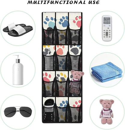 Generic Dog Paw Over Door Storage Organizer Wear-Resistant Over The Door Storage Organizer Laundry Space Saving Hanging Closet Organizer for Small Apartments College Dorm