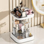 360 Rotating Makeup Organizer for Vanity & Countertop, Clear Adjustable Height Tiered Cosmetic and Skincare Storage, Spinning Perfume and Brush Holder, Jewelry Accessories Desktop Organizer, White