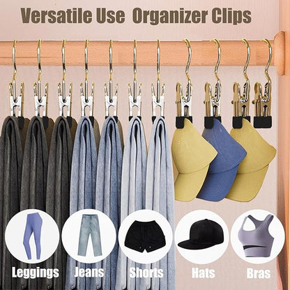Pant Hangers with Clips, Metal Legging Organizer for Closet, 10 Pack Space Saving Hangers with Clips for Yoga Pants, Closet Organizers and Storage for Skirt/Jean/Hat/Short