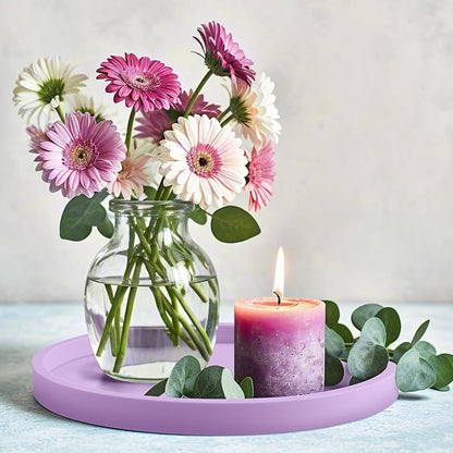 NiHome Thickened Silicone Vanity Organizer Tray for Bathroom Accessories, Kitchen Countertop, Living Room Decor, Multipurpose Shatter-Resistant Round Tray Decor for Candle,Perfume,Soap,Plant (Purple)