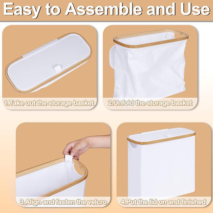 efluky Toilet Paper Basket 28L, Toilet Paper Holder with Lid for Bathroom, Free Standing Storage Organizer Holds Up to 9-12 Rolls (White, 1)
