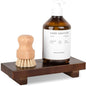 Bathroom Counter Organizer Wood Pedestal Stand Farmhouse Decorative Tray Soap Holder for Kitchen Decor, Small, Walnut