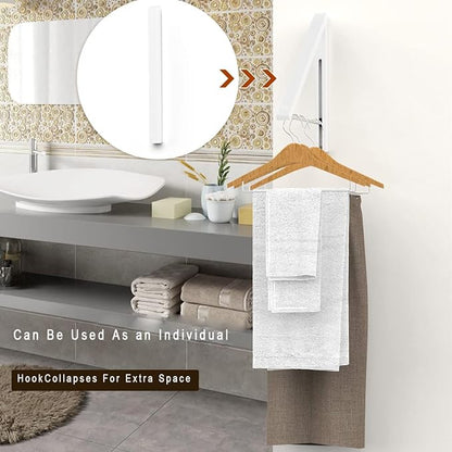 Folding Clothes Hanger Wall Mounted Retractable Clothes Rack, Aluminum, Easy Installation, White