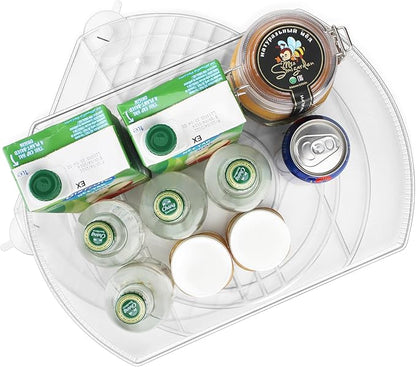 Lazy Susan Turntable for Refrigerator, Square Turntable Organizer for Fridge Cabinet, Pantry, Countertop (15.3" x 11.1" Rectangle 2 Pack - Clear)