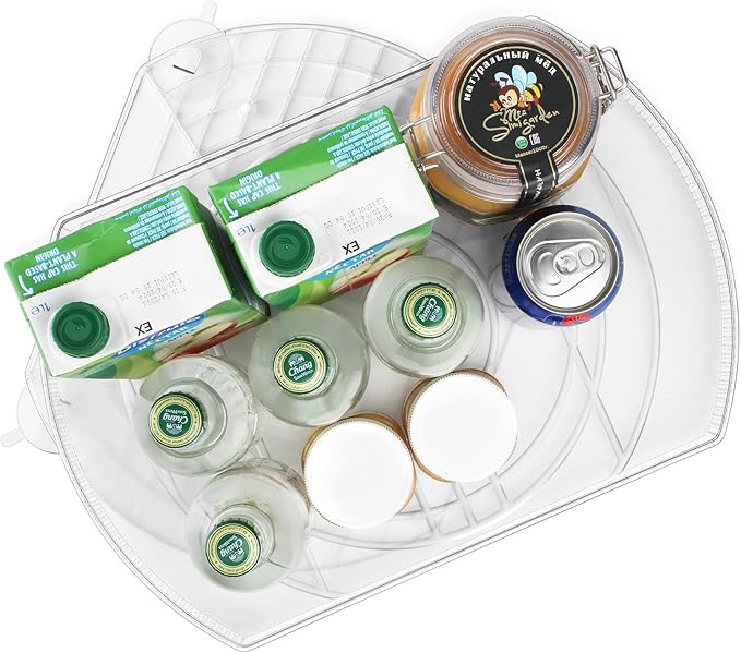 Lazy Susan Turntable for Refrigerator, Square Turntable Organizer for Fridge Cabinet, Pantry, Countertop | 16.5" x 11.1" (Rectangle 2 Pack - Clear)