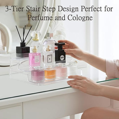 2 Pack Perfume Display Mini Perfume Organizer & Mini Scented Oils Organizer Vanity Display Case, 3 Tiers Perfume Cabinet for perfume shelf Clear Acrylic Display Case a Great Storage Helper at Home