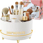 fanado 360° Rotate Makeup Brush Holder Organizer, Makeup Organizers Countertop, Makeup organization and Skincare Storage for Vanity, Desktop, Bathroom (White)