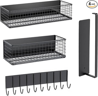 4 Pack Magnetic Shelves for Washing Machine， Heavy-Duty Magnetic Laundry Organizer, Spice Rack for Refrigerator, Space Saving Magnetic Basket