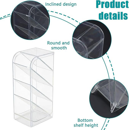 4-Tier Acrylic Rollerball Perfume Organizer, 45° Slanted Perfume Holder, Transparent ScentBird & Travel Size Perfume Sample Storage Case(1 pack)