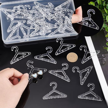 PH PandaHall 30pcs Clothes Hanger Clear Earring Holder Mini Hanger Rack Jewelry Display Dangle Earring Hanging Organizer Acrylic Ear Studs Display Rack for Retail Show Personal Exhibition(Only Hanger)