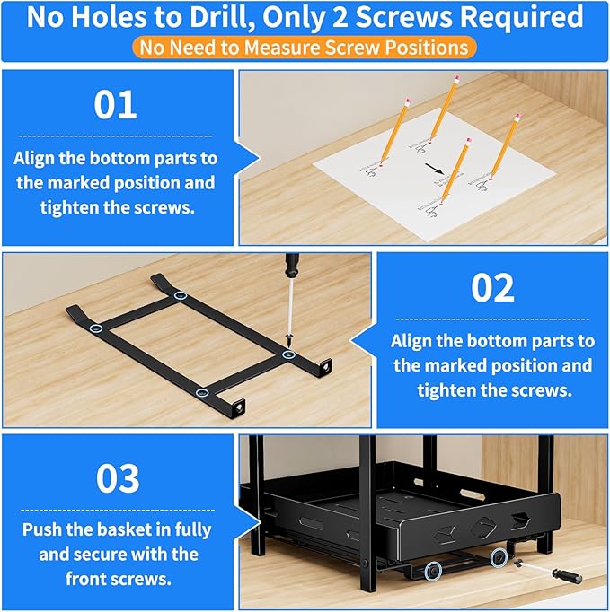 BOIVSHI Pull Out Spice Racks for Inside Cabinets, 2-Tier Cabinet Spice Rack, Height Adjustable Spice Rack Organizer for Cabinet, Kitchen Vertical Spice Rack (9.7''Wx10.8''Dx9.2''H, Metal Black)