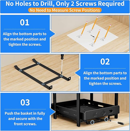 BOIVSHI Pull Out Spice Racks for Inside Cabinets, 2-Tier Cabinet Spice Rack, Height Adjustable Spice Rack Organizer for Cabinet, Kitchen Vertical Spice Rack (9.7''Wx10.8''Dx9.2''H, Metal Black)
