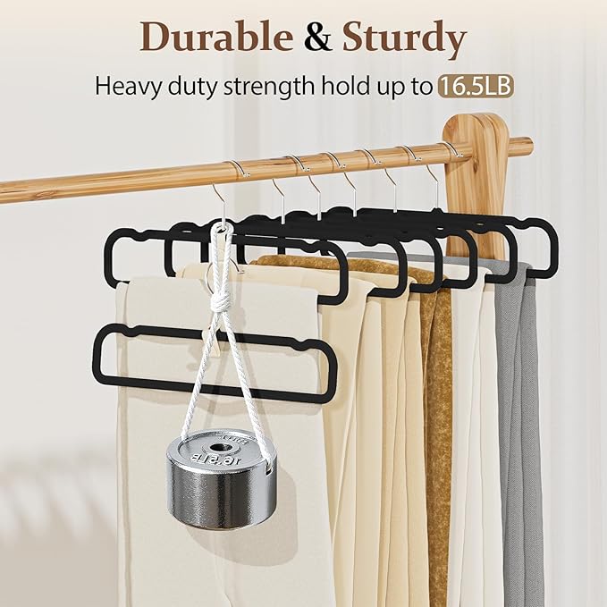 Velvet Felt Pants Hangers 30 Pack – Heavy Duty Space Saving Clothes Hangers with 360° Swivel Hook, Non-Slip Thin Design for Suits, Shirts, Coats, Dresses – Includes 30 Hooks (Black)