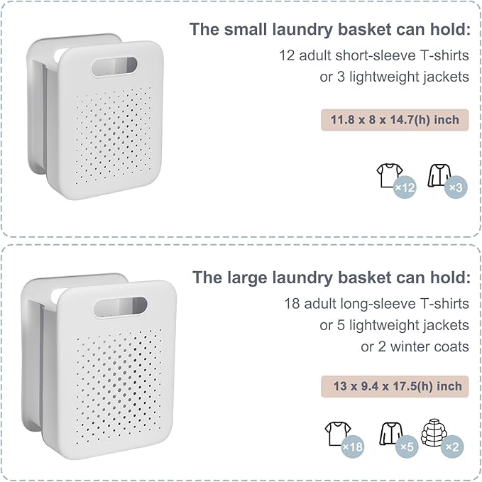 Goderewild Large Collapsible Laundry Basket, Space-Saving Wall-Mounted Hamper Organizer for Home, Dorms, RVs, Measures 13" x 9.5" x 17.5" In