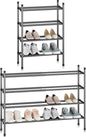 STORAGE MANIAC Expandable Shoe Rack, 16 Pairs Stackable Small Shoe Rack, Metal Adjustable Shoes Organizer for Closet, Entryway, Hallway, Garage, Front Door, Shoes Shelves, Black 4 Tier
