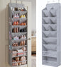 HOMELUX THEORY 8 Tiers Over The Door Shoe Organizer - 100D Extra Thick Shoe Rack for Closet, 6 Deep Side Pockets Shoe Rack for Entryway & Hanging Shoe Organizer for Closet for Boots (V2, Light Gray)