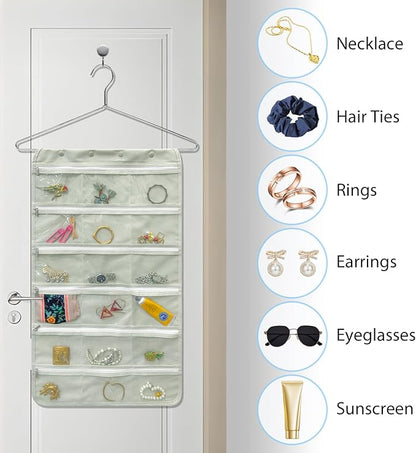 Bloss Hanging Jewelry Organizer and Storage Travel with Zipper, Travel Jewelry Organizer, Earring Travel Storage Holder with 36 Pockets, Travel Jewelry Holder for Suitcase,Closet,Foldable Roll Case