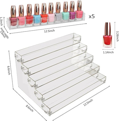 Sunglass Organizer Easy Snap-on Assembly, Acrylic Sticker Display Stand for Vendors, Nail Polish Holder Nail Desk Essential Oil Lipstick Storage,Clear Sunglasses Perfume Organizer (5 Layers)