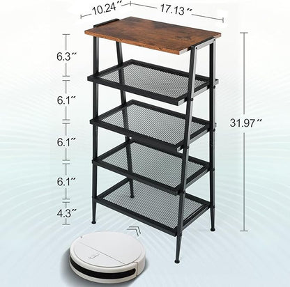 A-Shape Shoe Rack, 5-Tier Heavy-Duty Shoe Organizer with Wooden Top & Mesh Shelves, Space-Saving for Entryway, Bedroom, Hallway(31.97" H, Holds 10 Pairs, Rustic Brown)