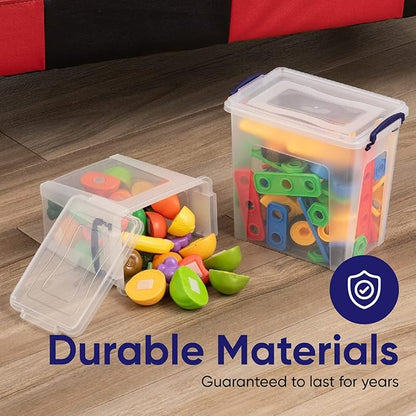 Superio Storage Bins with Lids, Clear Plastic Containers for Organizing, Stackable Totes, BPA Free, Odor Free, Organizer Boxes for Home, and Dorm (4 Pack, 14.7 Qt)