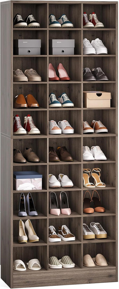 LITTLE TREE 70.9" Tall Shoe Rack, 10-Tier Freestanding Shelf, Max. Store 30 Pairs, Shoe Cabinet Organizer for Living Room, Entryway, Cloakroom, Grey