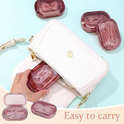4 Pcs Qtip Holder Pink Hair Tie organizer Small Container Portable Travel Qtips Case Cotton Swab Holder Flosser Dispenser 3.94 x 2.76 Inch