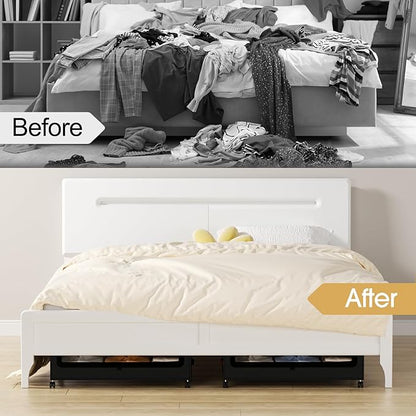 Yecaye Under Bed Storage with Wheels, 4 Pack Under the Bed Storage Containers with Lids & Label, XXL 60L Rolling Underbed Storage Drawers for Clothes, Blankets, Shoes, Black