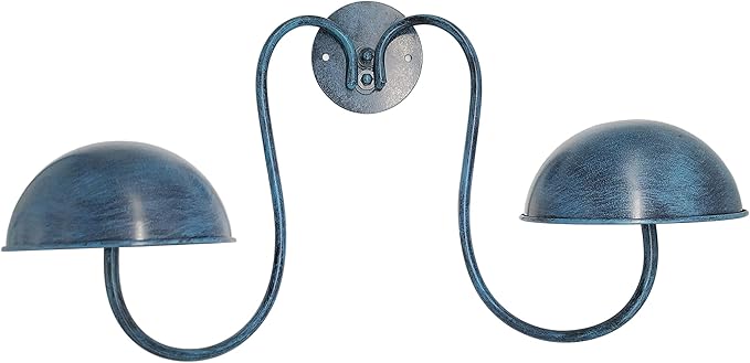 Owlgift Modern Metal Wall Mounted Entryway Retail Hat Rack/Wig Display Stand w/ 2 Circular Hat Hooks, Turquoise