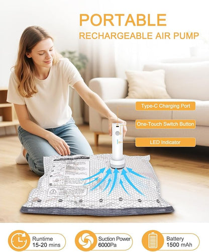 Vacuum Bags for Travel, Vacuum Seal Bags with Rechargeable Air Pump, Compression Packing Bags for Luggage and Suitcase, Space Saver Bags for Clothes and Clothing, Bedding, 6 Combo Travel Size