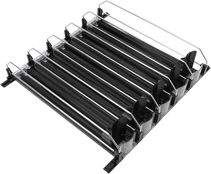 5pcs Soda Can Organizer for Fridge, Automatic Can Holder Dispenser, ABS Fridge Can Holder, Self Pushing Drink Organizer, Beverage Containers for Refrigerator Kitchen(Black)