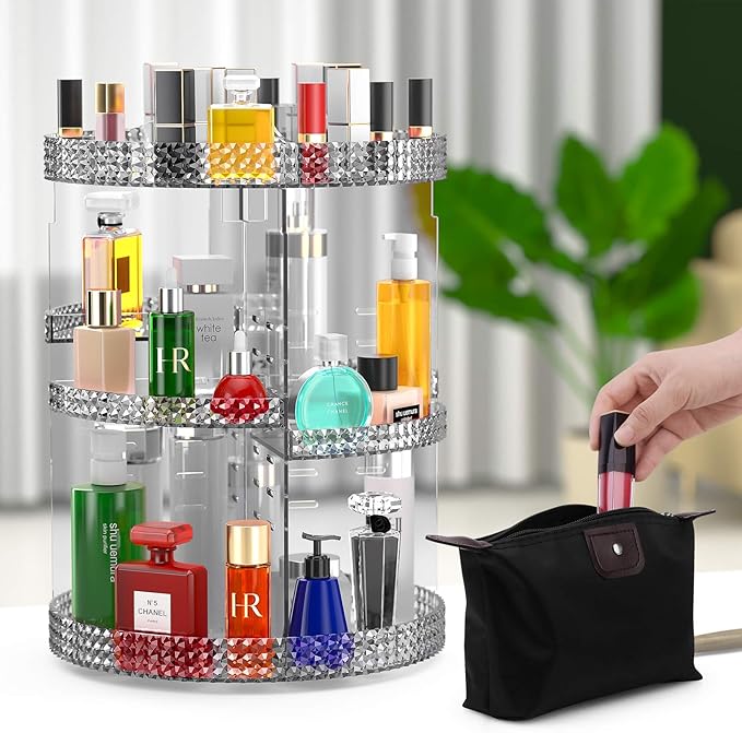 Awenia Makeup Organizer 360-Degree Rotating Plus Size, Adjustable Makeup Storage, 7 Layers Large Capacity Cosmetic Storage Unit,Fits Different Types of Cosmetics and Accessories with Makeup Bag