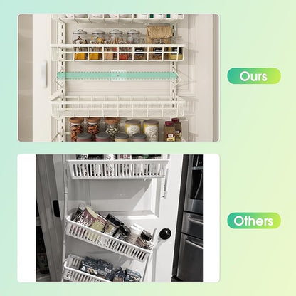 Mefirt 12 Inch Wide Narrow Over The Door Pantry Organizer, Pantry Organization and Storage, Black Metal Hanging Deep Basket Wall Spice Rack Seasoning Shelves, Home & Kitchen Essentials, Apartment