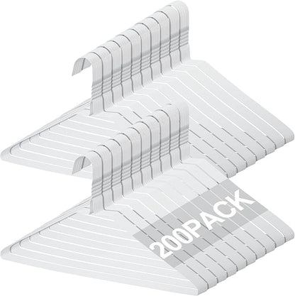 Yuntau 200 Pcs Wire Hangers Bulk 17.7" Dry Cleaner Hangers, Suit Holders for Home Caped Clothing (White)