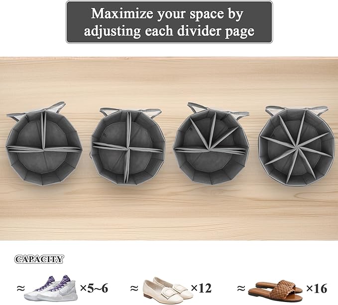 Round Shoe Storage Organizer, Zapateras Organizer RV Shoe Boxes Small Space Shoe Basket for Closet/Entryway Mudroom Shoe Containers - Gray