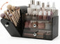 Makeup Organizer with Dustproof Brush Holder, Large Capacity Skincare & Cosmetic Storage for Vanity, 3-Tier Bathroom Countertop Organizer with Drawers for Perfume, Lipstick, Mask, Ideal Gift (Black)