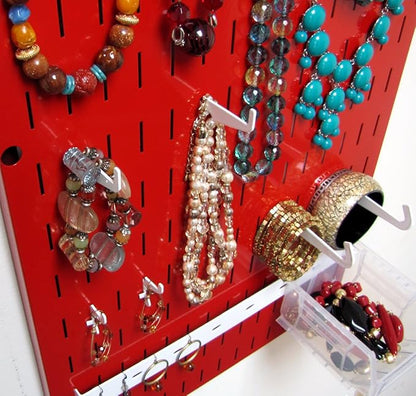 Wall Control Jewelry Organizer Wall Hanging Jewelry Holder Kit Wall Mounted Necklace Organizer Kit in Red