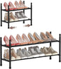 TZAMLI 2-Tier Expandable Metal Shoe Rack for Closet, Stackable Shoe Organizer Adjustable Metal Shoe Storage Small Shoe Shelf for Entryway Entrance, 17.2"-30" x 9" x 14" Inch Black