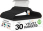 Techzoo Premium Velvet Hangers 30 Pack Ultra Thin Non Slip Adult Felt Space Saving Suit Hanger for Closet Heavy Duty Coat Pants Jackets Dress Hangers 360° Swivel Hook Hold Upto 10 lbs Black
