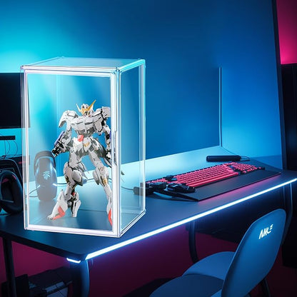 XXXXX-Large 13.8”x 12.2”x 23.6" Acrylic Display Case Extra Large Tall Boot Shoe Storage Box with Magnetic Lid Clear Giant Figure Collection Showcase with a Division Board