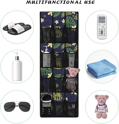 Monstera Over the Door Shoe Organizer 12 Large Mesh Pockets Sturdy Oxford Fabric Shoe Rack for Door Hanging Shoe Organizer