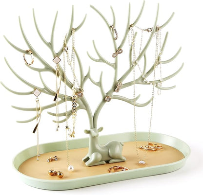 MORE&LESS Antlers Jewelry Display Stand,Tree Tower Rack Hanging Organizer for Ring Earrings Necklace Bracelet