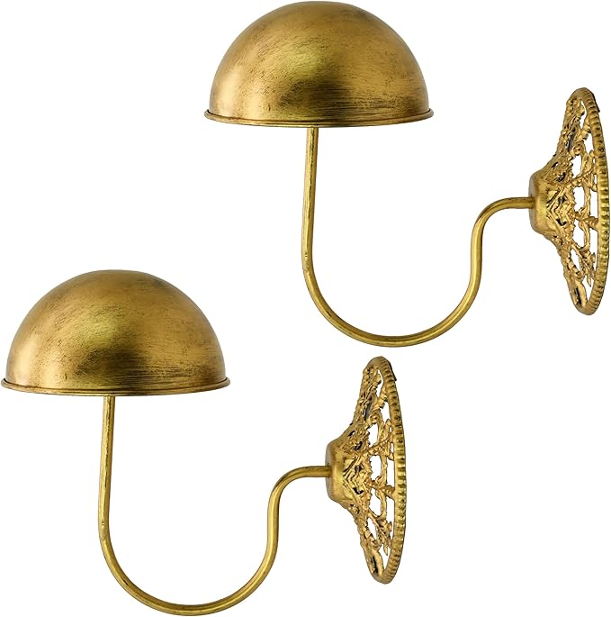 Owlgift Vintage Wall Mount Hat & Coat Rack – Set of 2 – Rustic Gold Decorative Iron Holder for Hats, Scarves, Helmets & Wigs – Retro Entryway Wall Organizer for Home, Store, Restaurant or Hotel Use