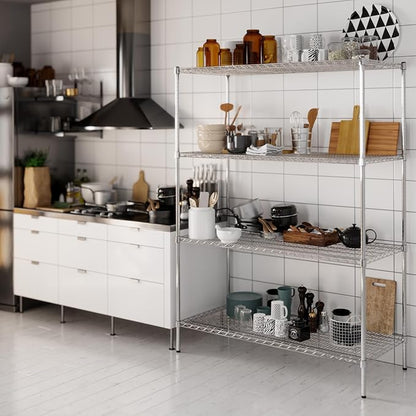 24" Deep x 54" Wide x 74" Height Wire Shelving Kit | 4-Tier | NSF Commercial Storage Rack Unit