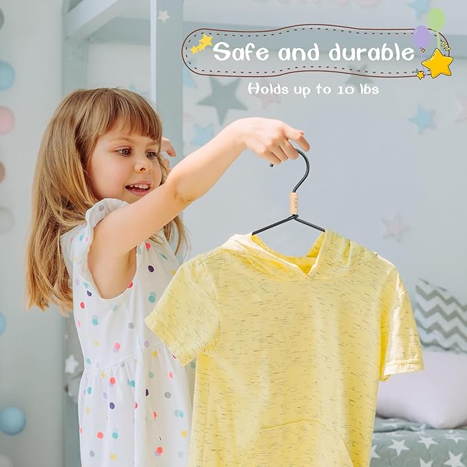 VWV Black Aluminum Hangers, 20 Pack Baby Hangers?12.6 Inch Children Baby Hanger, Sturdy Metal Children Clothes Hangers for Wardrobe, Space-Saving Toddler Hanger