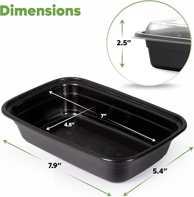 GUSTO 24 oz - 1 Compartment Meal Prep Containers with Lids – [50 Count] Reusable, Microwaveable, Dishwasher & Freezer Safe, BPA-Free Food Storage Boxes for Portion Control (Formerly Comfy Package)