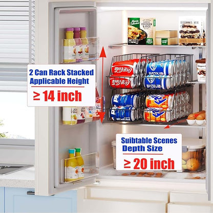 4-Tier Stackable Can Rack Organizer for Kitchen Pantry,Max Can Storage Holder,Durable Can Dispenser & Canned Goods Organizer for Fridge,Hold More 44 Cans, for Various Ounces of Canned Food Soda Drinks