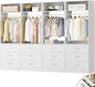 Besiost Closet System Set of 4, 8FT Closet Systems with 12 Wood Drawers, 96" Closet Organizer System with 4 Hanging Rods & 4 Shelves, Heavy Duty 96 Inch Walk-in Closet, White (96"L x 15" W x 80" H)