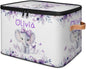 Custom Elephant Storage Bins with Lid, Foldable Personalized Storage Basket Boxes with Handle Purple Flowers Shelf Basket Closet Organizer Cube