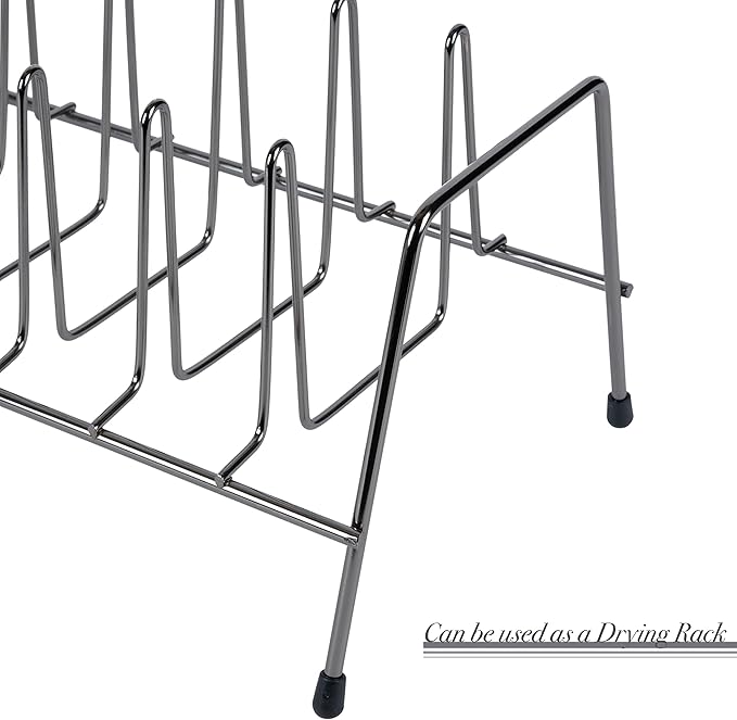 Kitchen Details 8 Section Lid and Plate Organizer | Free Standing | Pot, Pan & Cutting Board Holder | Cabinet Pantry and Countertop Organization | Onyx
