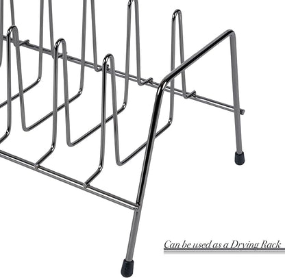 Kitchen Details 8 Section Lid and Plate Organizer | Free Standing | Pot, Pan & Cutting Board Holder | Cabinet Pantry and Countertop Organization | Onyx